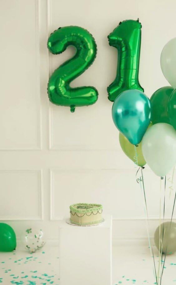 40 Inch Green Large Number 14 41 Birthday Balloon, Giant Number 14 41 Balloons, Foil Mylar Big Balloons for Anniversary Graduation Supplies Decorations