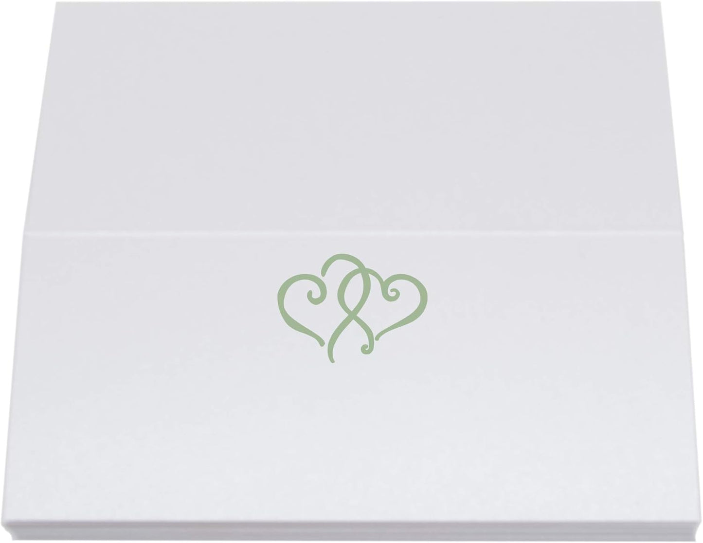 Linked Hearts Place Cards, Sage (Choose Color), Set of 25, Pre-cut and Scored - Wedding, Party, Dinner, and Special Events - Made in the USA