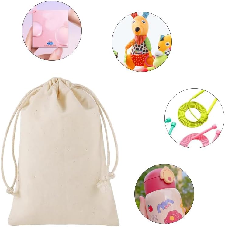 gobyhumm 50 Pieces Muslin Bags Cotton Drawstring Bags Sachet Bag for Home Supplies (4 * 6")