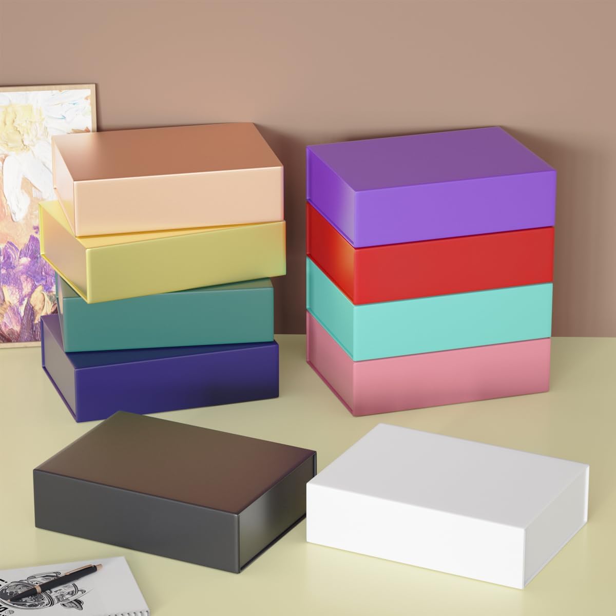 White Gift Box 11.9" x 8.5" x 3.3" with Magnetic Closure Lid for Presents,Bridesmaid Gifts Boxe,Cute Box,Birthday Gift,Luxury for Gift Packaging, Magnetic Gift Boxes for Wrapping Gifts