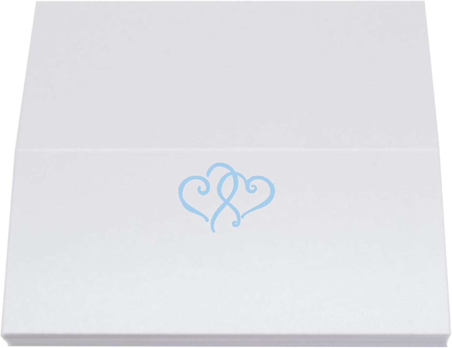 Linked Hearts Place Cards, Light Blue (Choose Color), Set of 150, Pre-cut and Scored - Wedding, Party, Dinner, and Special Events - Made in the USA