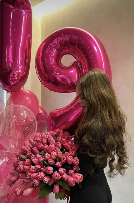 Hot Pink 40 Inch 0 Number Balloons, 0 Decorations for 10 20 30 40 50 60 70 80 90 100Birthday, Foil Giant Birthday Graduations Anniversary Party Balloons