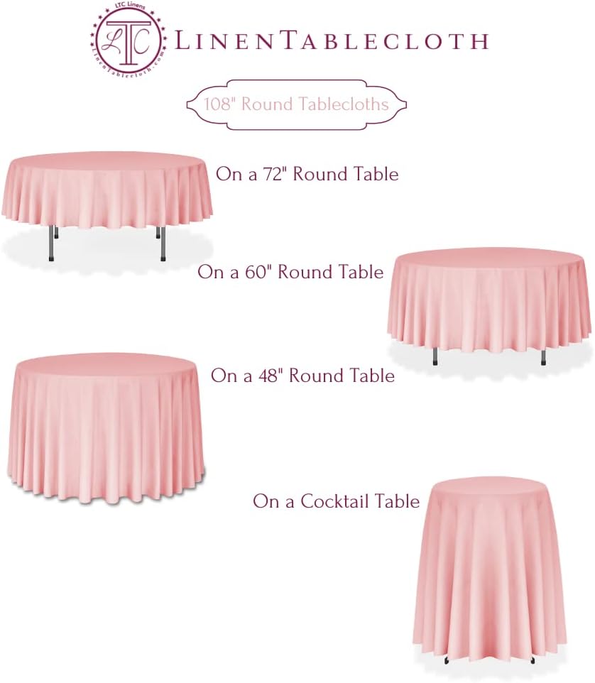 LTC LINENS 10 Pack 108 Inch Round Tablecloths Silver - Bulk for 48 Inch Round Table Floor Length - Wrinkle Resistant Polyester Fabric Cloth for Wedding