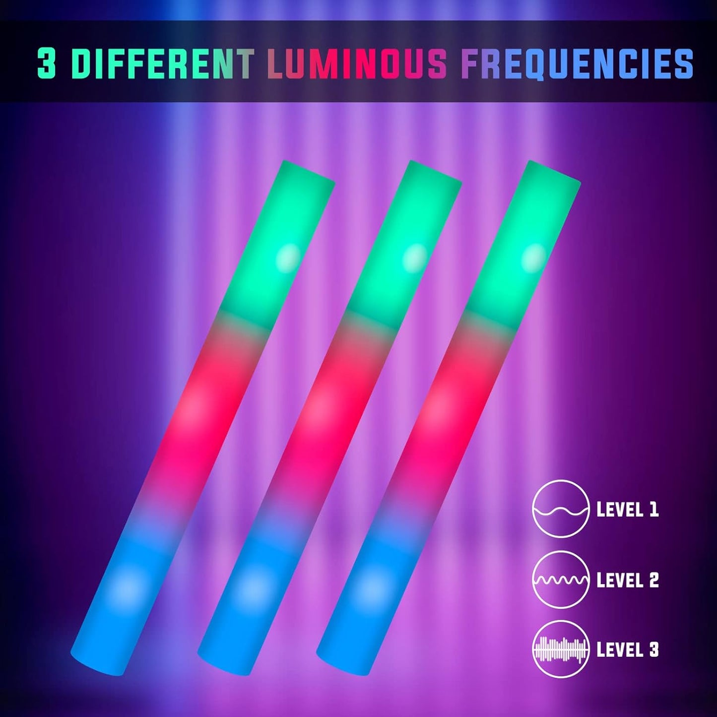 44 PCS Foam Glow Sticks Bulk with 3 Modes Colorful Flashing, Glow Sticks Pack, Foam Light Up Sticks, Glow in Dark Party Supplies for Wedding, Raves, Party, Halloween, 4th of July