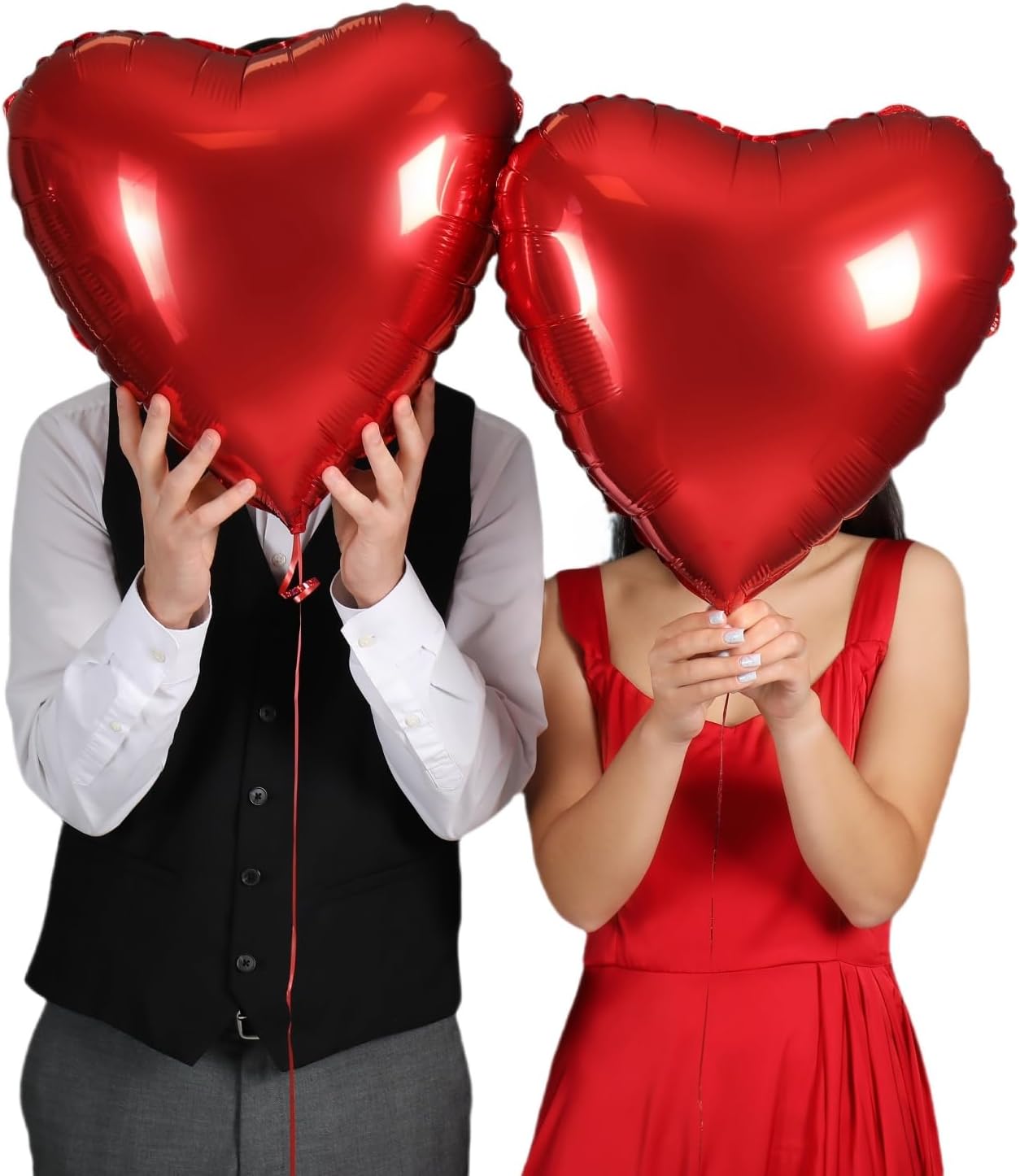 12Pcs Hot Pink Heart Balloons, 18 Inch Heart Shape, Love Balloons for Valentine's Day, Wedding, Birthday Decorations