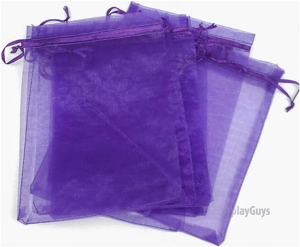 TheDisplayGuys 100-Pack XS 2 x 2 3/4" Purple Sheer Organza Gift Bags with Drawstring, Jewelry Candy Treat Wedding Party Favors Mesh Pouch
