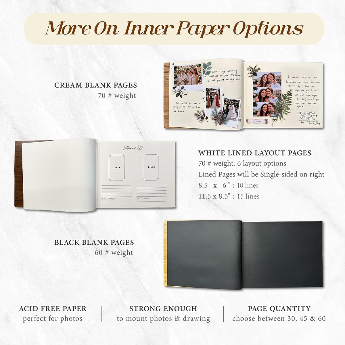 Customized Wooden Guest Book for Weddings, Funerals & Events - Personalized Keepsake Memory Book with Engraved Name & Design (A4-8.27ร11.69inch)
