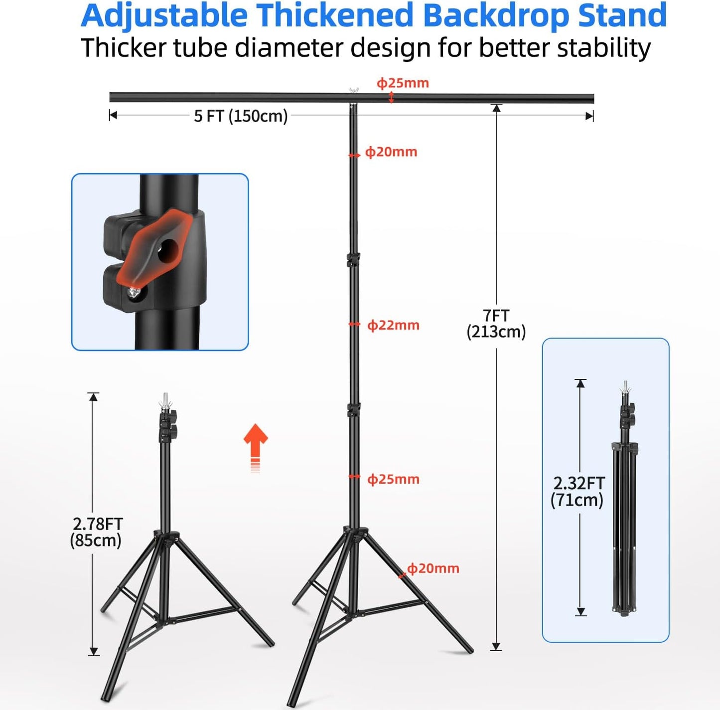 HEMMOTOP Blue Green Screen Backdrop Kit, 2in1 7x5ft(HxW) Green Screen Stand for Streaming, 6.5x5ft(HxW) 2-Sided Reversible Blue Photo Background with Backdrop Stand for Photography, Zoom