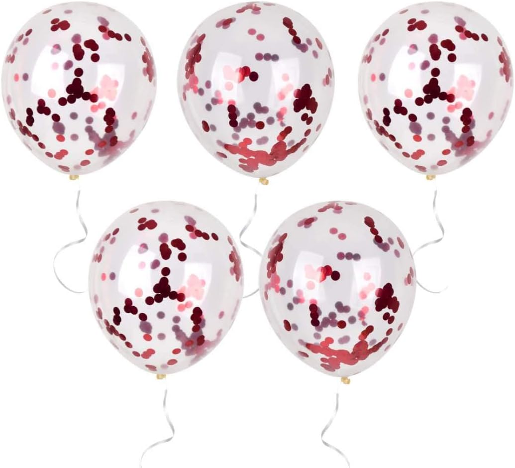 Red Confetti Balloons - 12inch, 50 Pcs Latex Balloons for Birthday, Wedding, Baby Shower, Christmas Party Decoration
