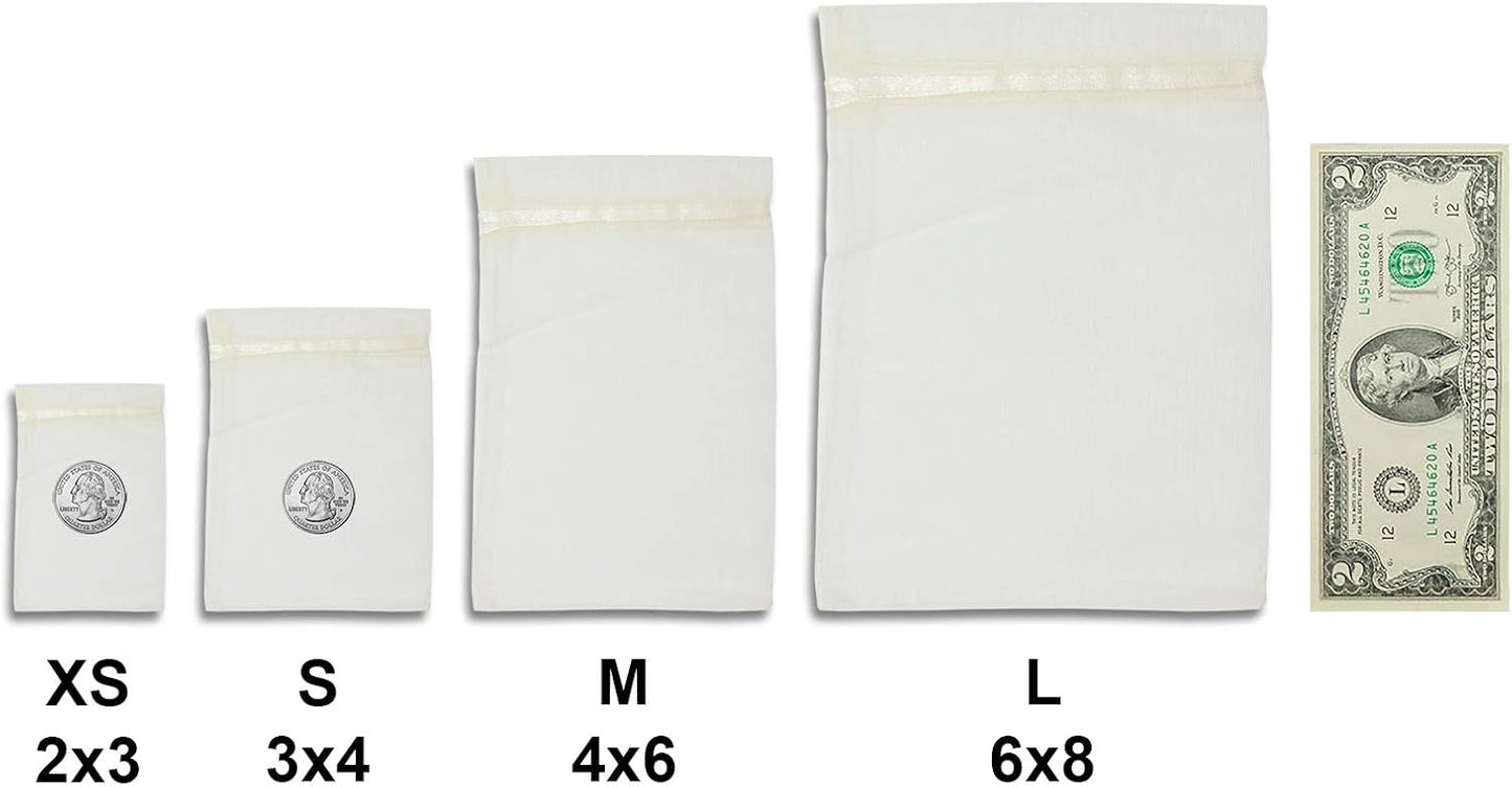 TheDisplayGuys 48-Pack 6x8 Cream/Beige Sheer Organza Gift Bags with Drawstring, Jewelry Candy Treat Wedding Party Favors Mesh Pouch