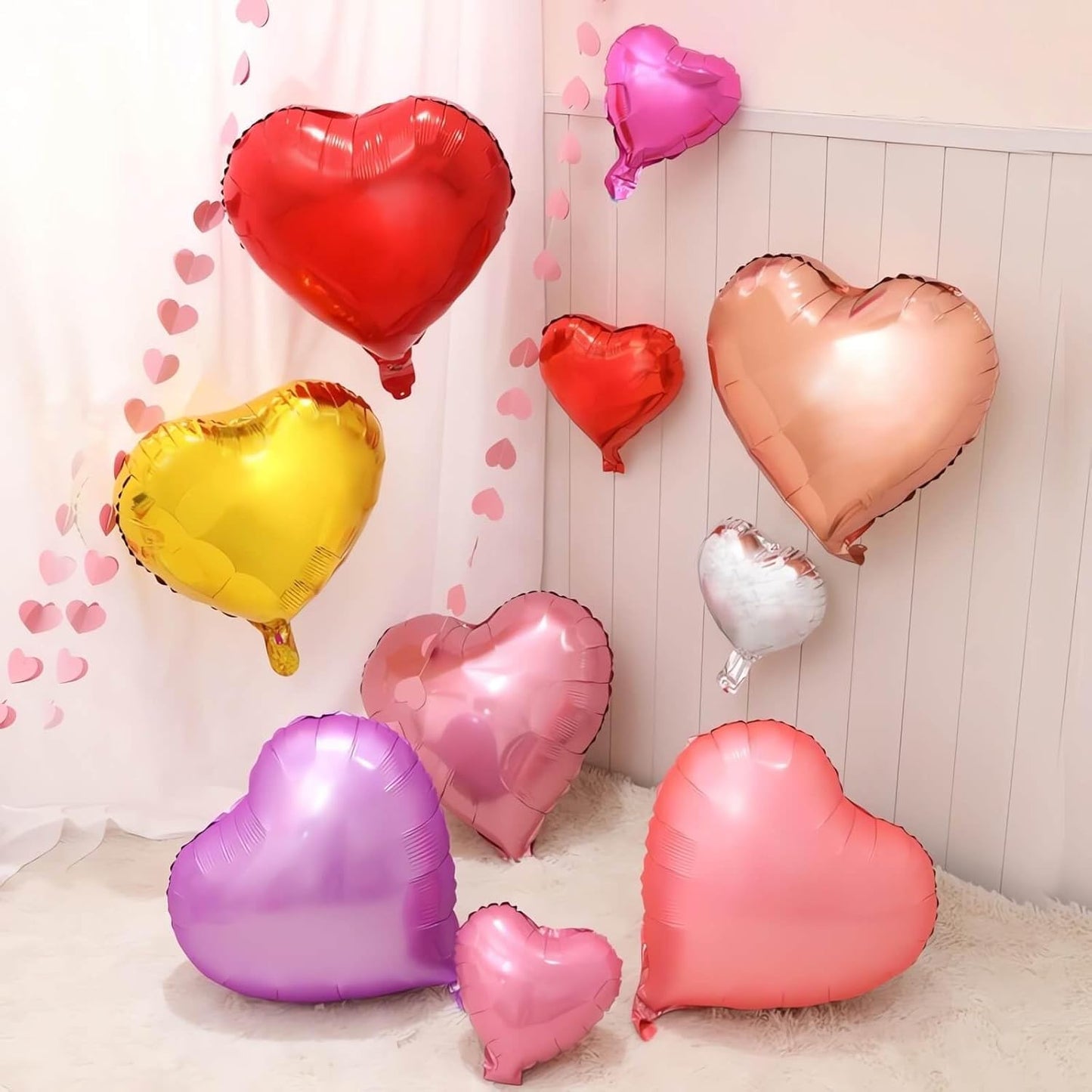 Pink Heart Shaped balloons Pack of 10,18 Inch Love Valentine Balloons Blue Heart Romantic Balloons For Valentines Day Propose Marriage Wedding Bridal Shower Engagement Party Decorations