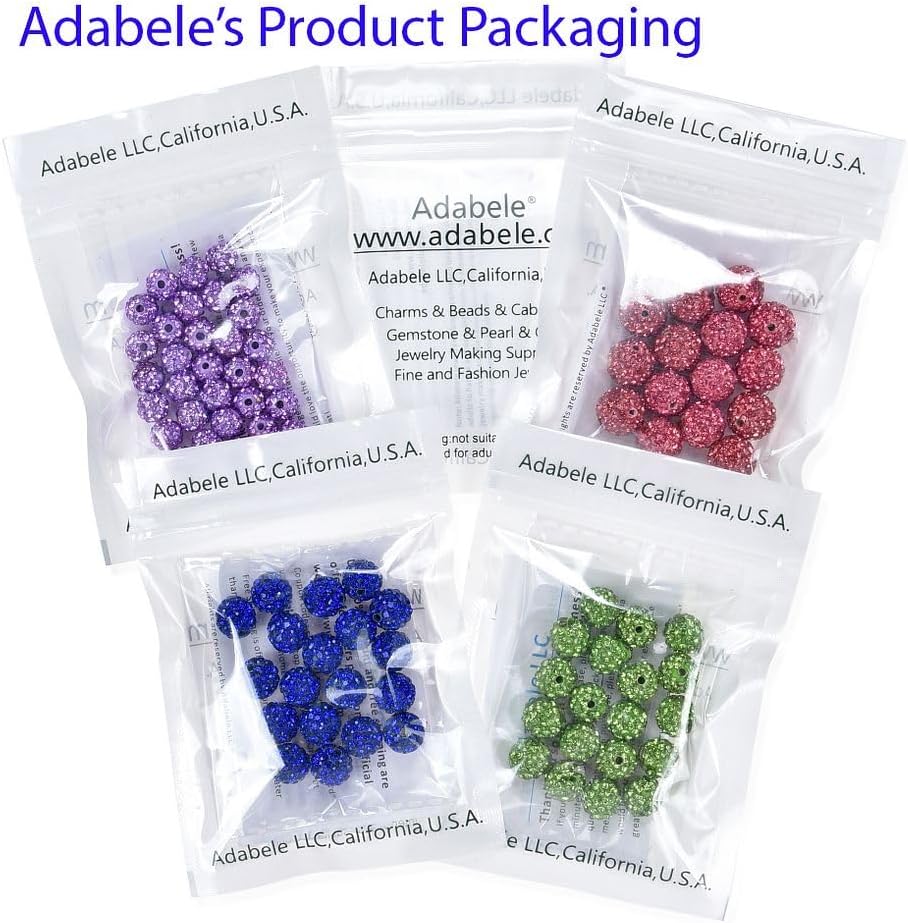 50pcs Adabele Grade A Suncatcher Crystal Rhinestone Pave Loose Beads 6mm Clear AB Polymer Clay Disco Ball Spacers Compatible with Shamballa All Craft Jewelry Making DB6-2