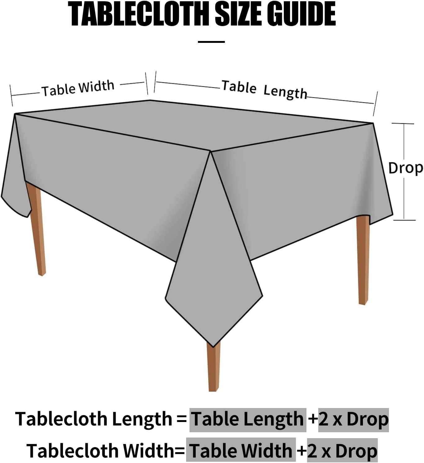 Smiry Rectangle Table Cloth, Waterproof Heavy Duty Vinyl Tablecloths, Wipeable Washable Table Cover for Kitchen and Dining Room (Black, 60" X 102")