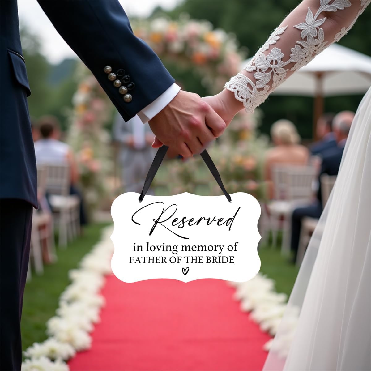 Acrylic Wedding Sign, Ring Bearer Sign, Reserved Seating Signs, for Father of The Bride, Rustic Wedding Decor Signs, Acrylic Wall Art With Ribbon for Chairs Weddings Decor and Event Party (White)