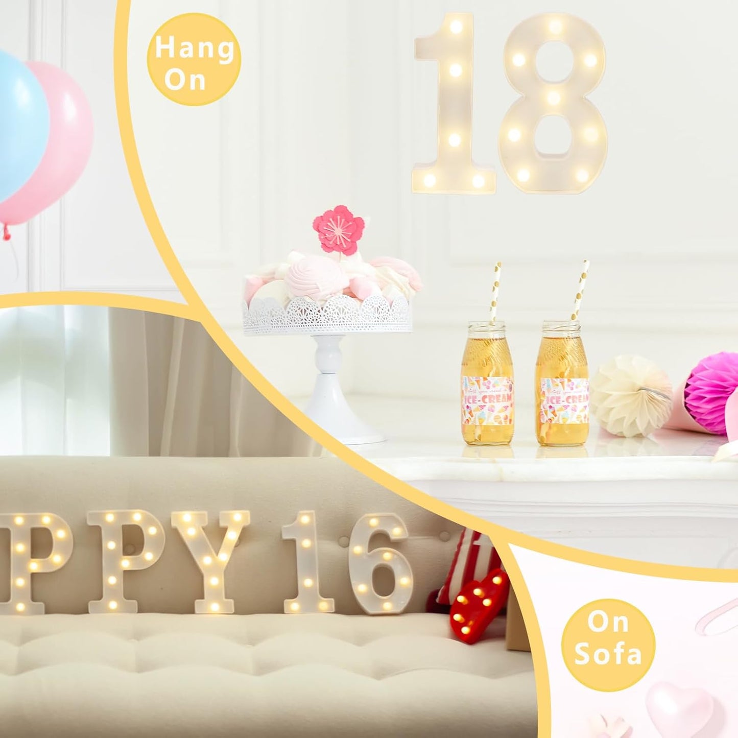 LED Marquee Letter Lights, Decorative Light Up Numbers for 70th Birthday Party, Battery Operated, Warm White Small Marquee 70 Sign for Anniversary Decorations