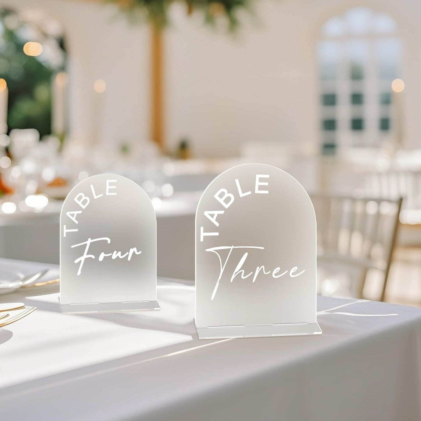 Frosted Arch Wedding Table Numbers 1-15 with Stands, 5x7 Inch Acrylic Arch Sign with Holder for Wedding Reception Table Centerpiece Decoration