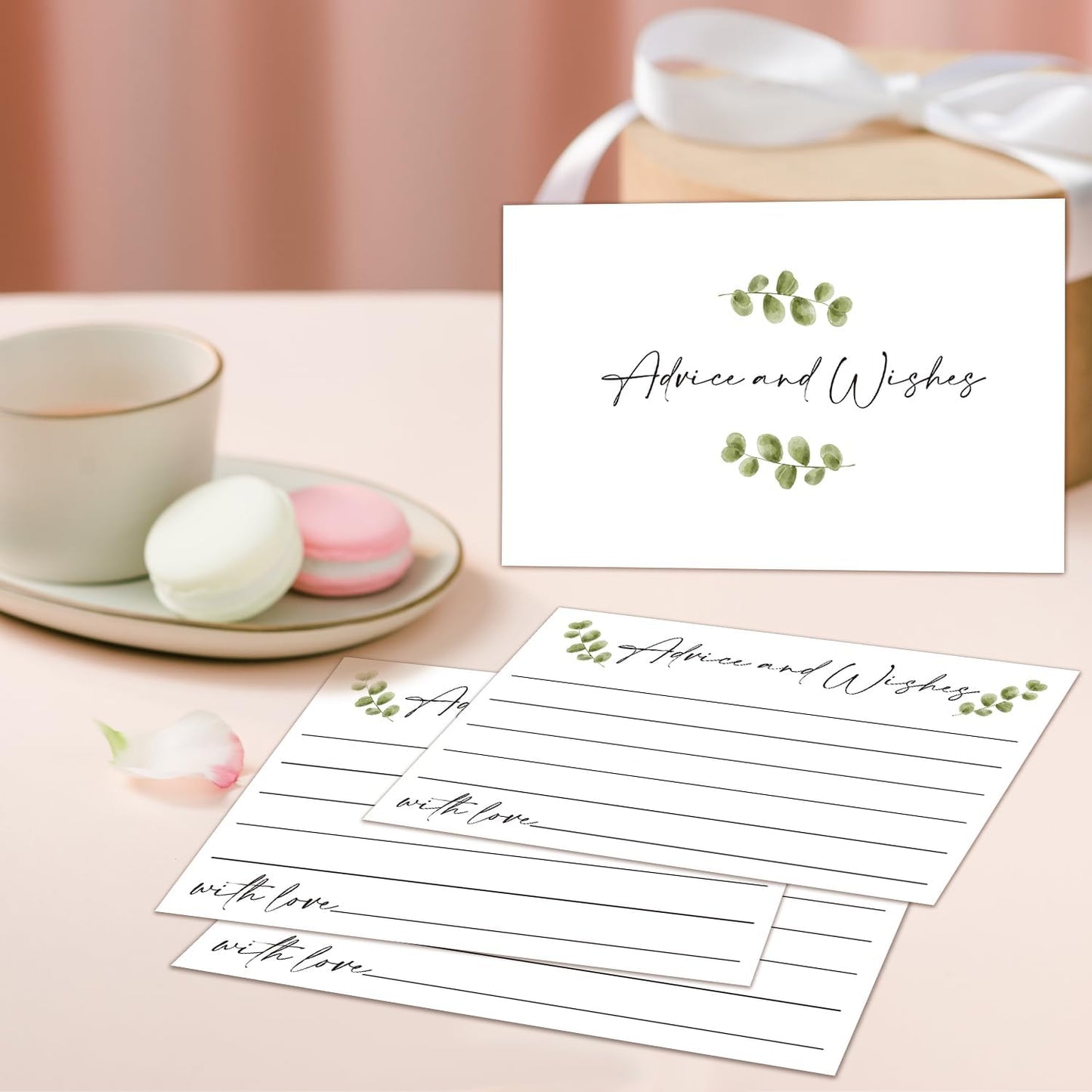 Advice and Wishes Cards, Double-sided Blank Cards Suitable for Wedding Reception, Bridal Showers, Mr and Mrs, Baby Shower, Graduation with Minimalist Design, Pack of 25-02