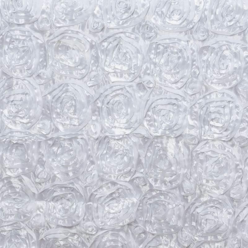 Efavormart 90"x132" Wholesale Rectangle Table Cover White Grandiose Rosette 3D Satin Tablecloth for Wedding Party Event Decoration