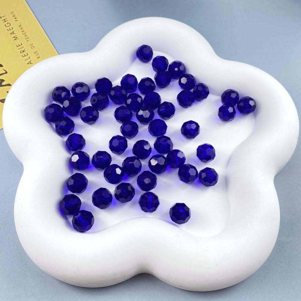 400 PCS 4mm Crystal Glass Beads Round Multiple Faceted Loose Spacer Glass Beads for DIY Handcrafte Bracelet Necklace Earring Jewelry Making(Sapphire)