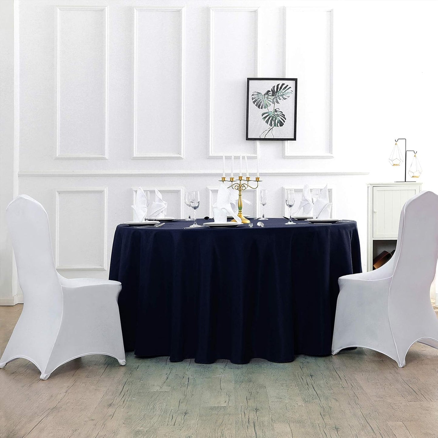 Cupuamon 108 inch Round Tablecloth Washable Polyester Table Cloth Decorative Table Cover for Wedding Party Dining Banquet(108 inch,Navy)
