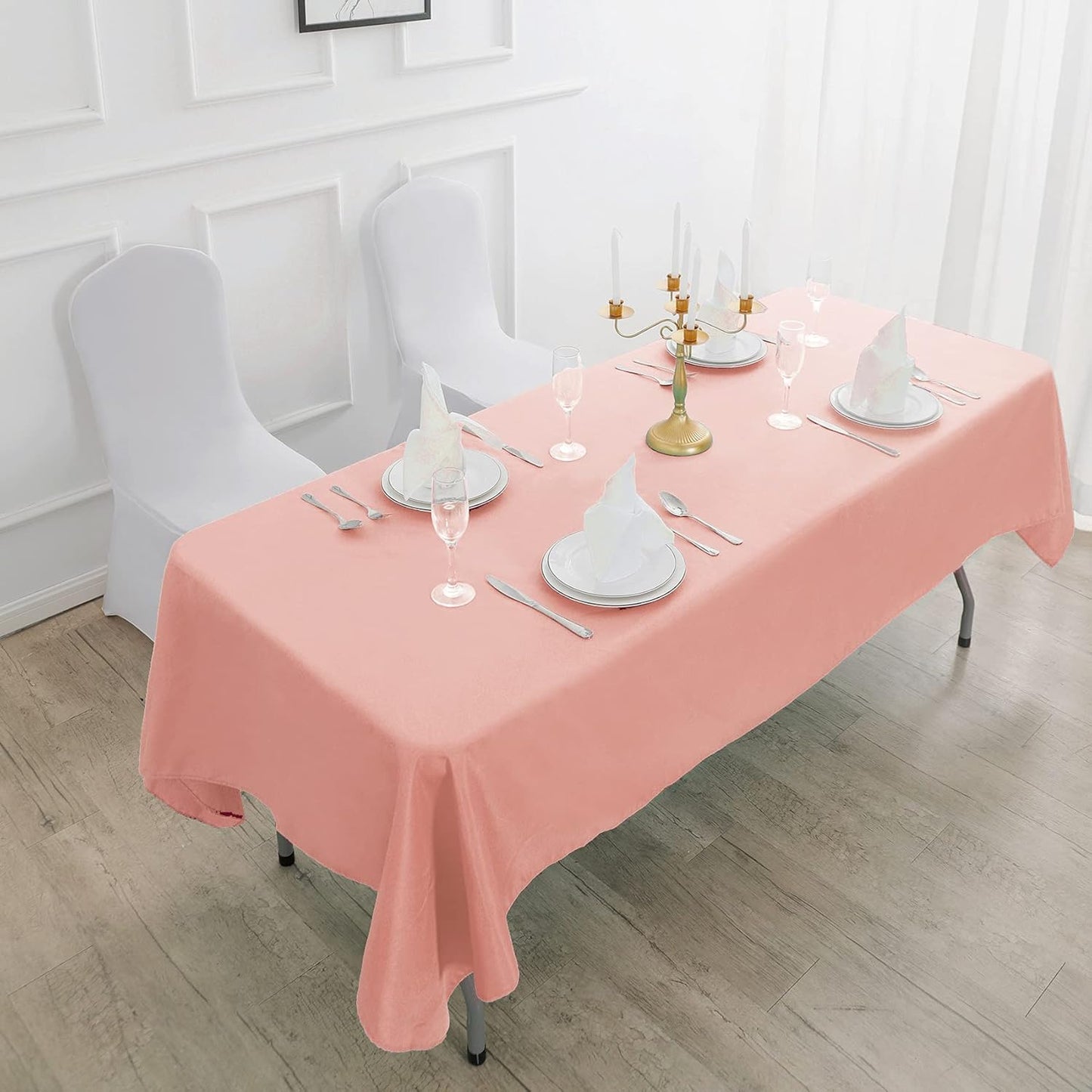 Rectangle Tablecloth 60x102 inch Washable Polyester Fabric Table Cloth for Wedding Party Dining Banquet Decoration(60x102, Dusty Pink)
