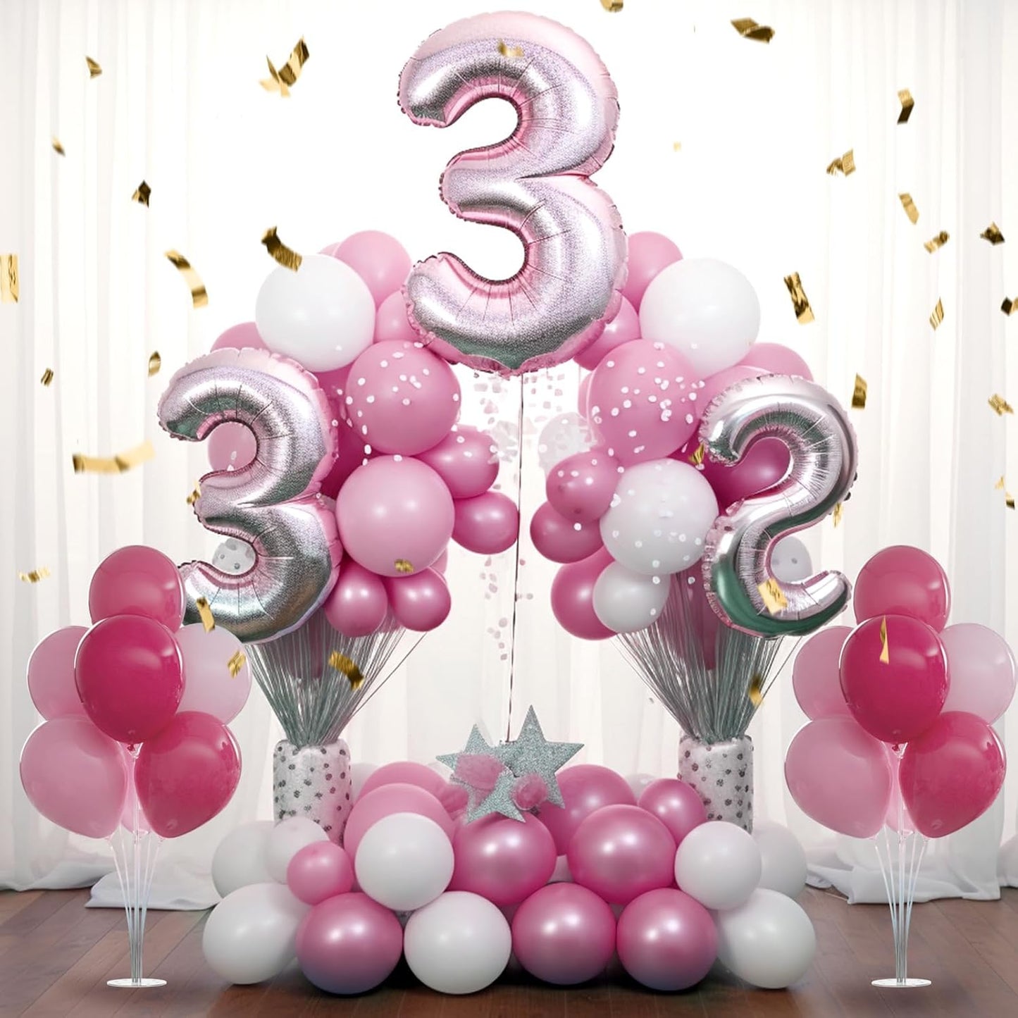 6 Set Balloon Stand Kit - Table Stands With Base, Easy Assembly Sticks, Reusable Holders for Baby Showers, Weddings, Birthdays, Party Decorations