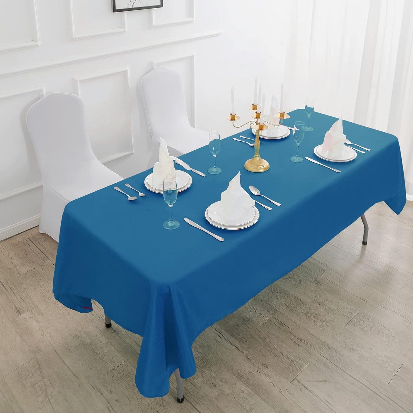 Rectangle Tablecloth 60x120 inch Washable Polyester Fabric Table Cloth for Wedding Party Dining Banquet Decoration(60x120, Mediterranean Blue)