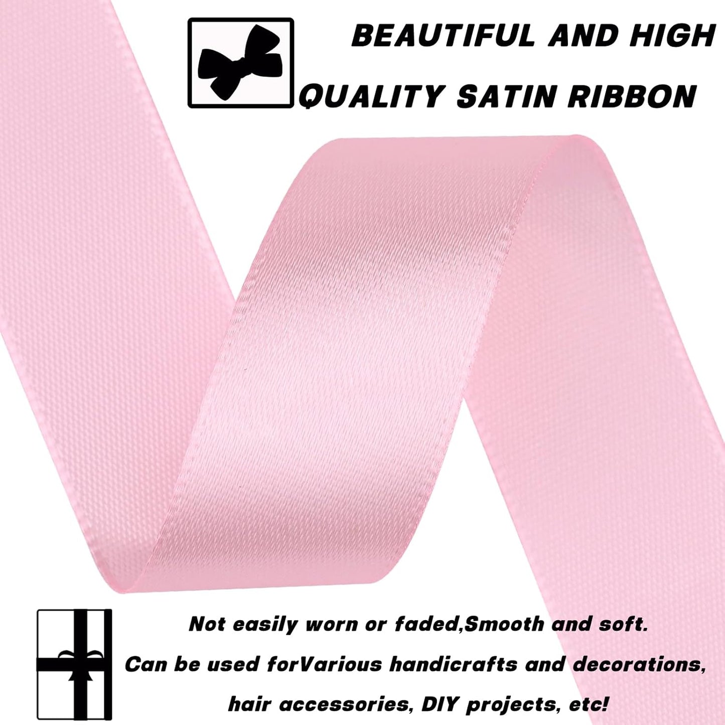 Light Pink 7/8 Inch 30 Yards Satin Craft Ribbon - Single Face Polyester Ribbon for Handmade Roses, Gift Wrapping, Timeless Flower, Bouquets, Wedding and Party Decoration