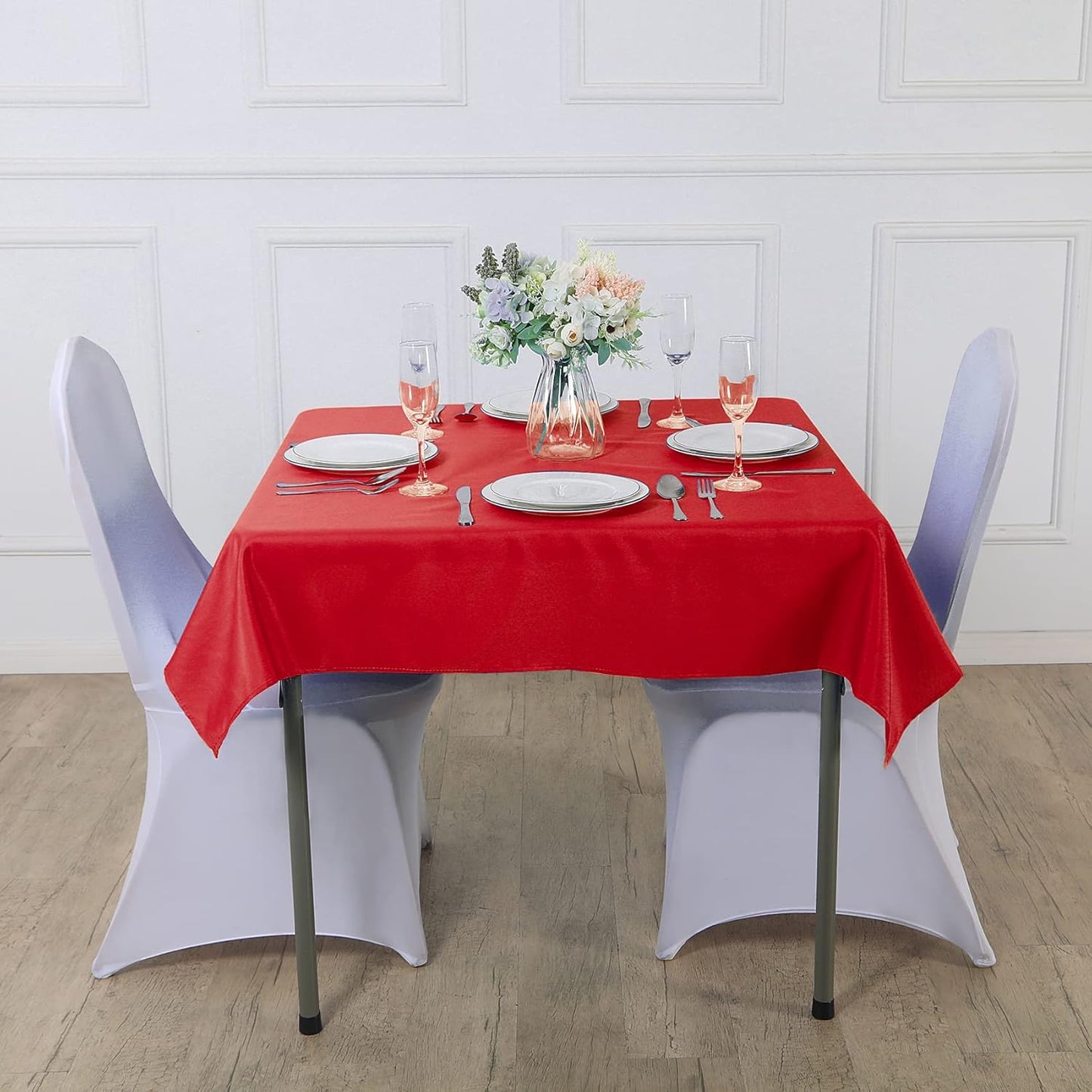 Cupuamon Square Tablecloth 52x52 inch Washable Polyester Fabric Table Cloth for Wedding Party Dining Banquet Decoration(52x52,Red)