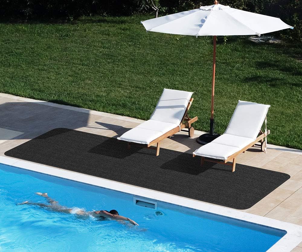 House, Home and More Indoor Outdoor Double-Ribbed Carpet Runner with Skid-Resistant Rubber Backing - Smokey Black - 4 Feet x 25 Feet