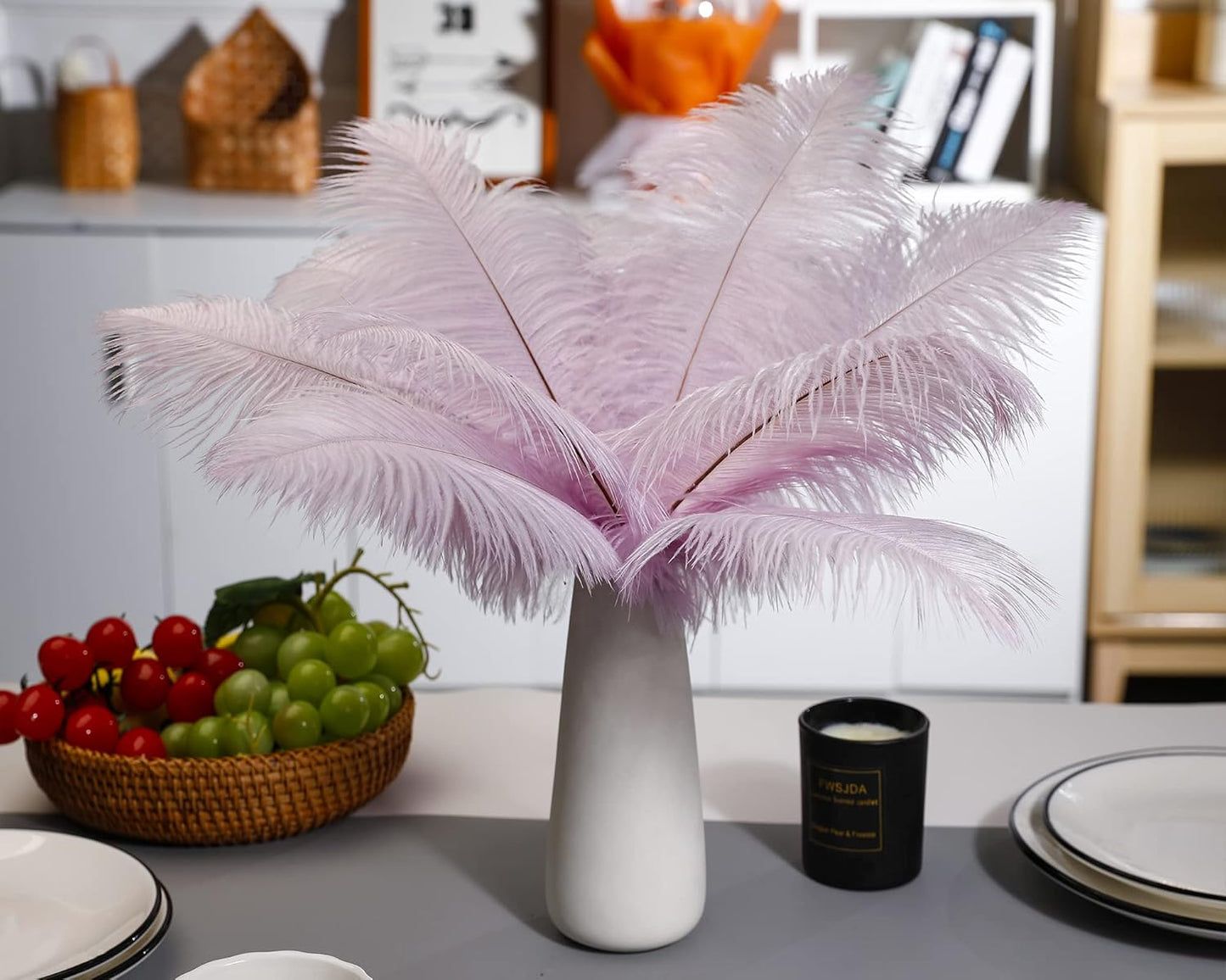 Ballinger Light Purple Ostrich Feathers - 24Pcs 10-12inch Lavender Feathers for Party Centerpieces,Flower Arrangement and Home Decor