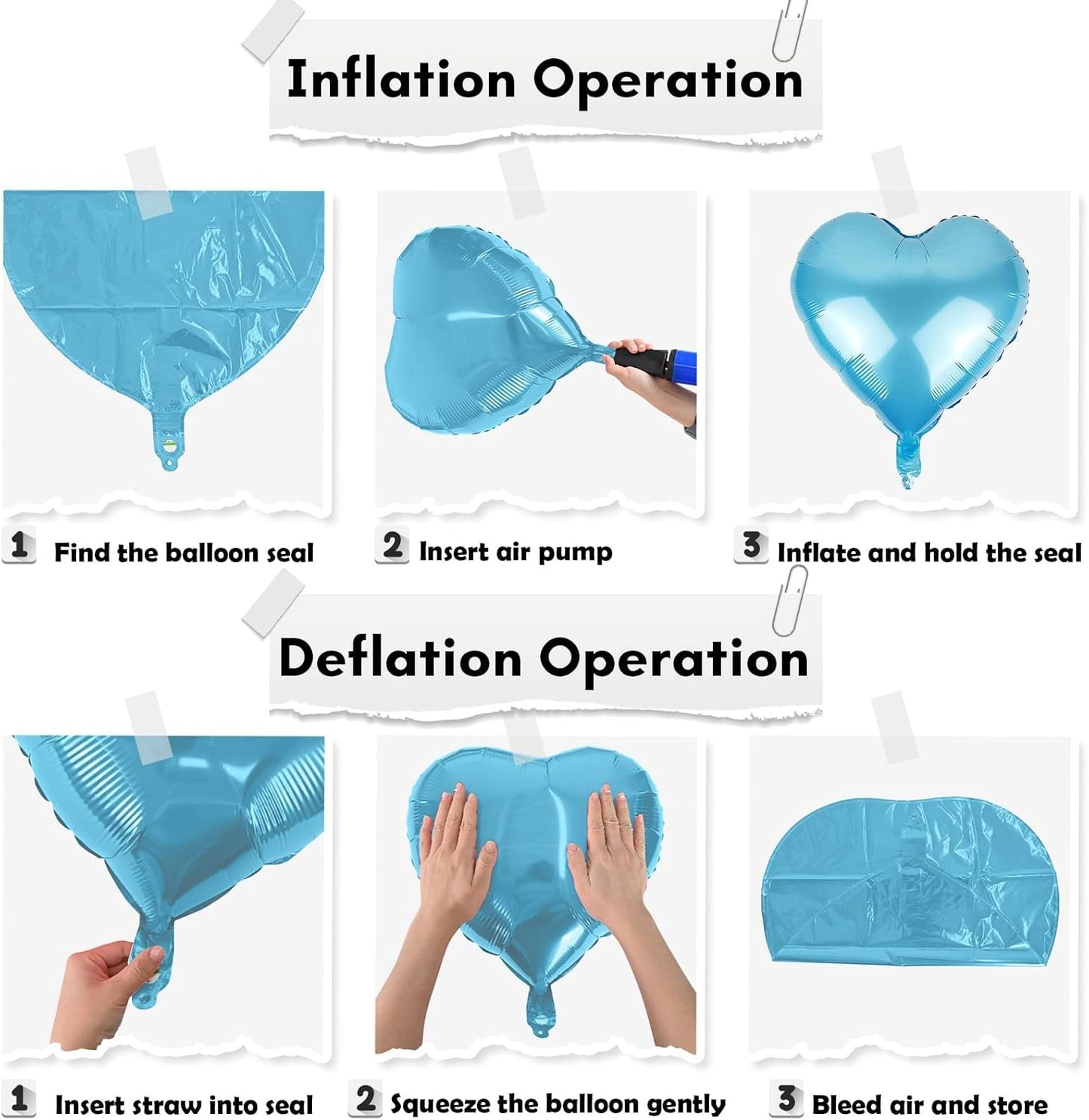Royal Blue Silver Heart Foil Balloons, 18 Inch Royal Blue and Silver Heart Shape Foil Balloons Baby Blue and Silver Heart Mylar Balloons Party Decoration for Birthday Wedding Baby Shower Celebration
