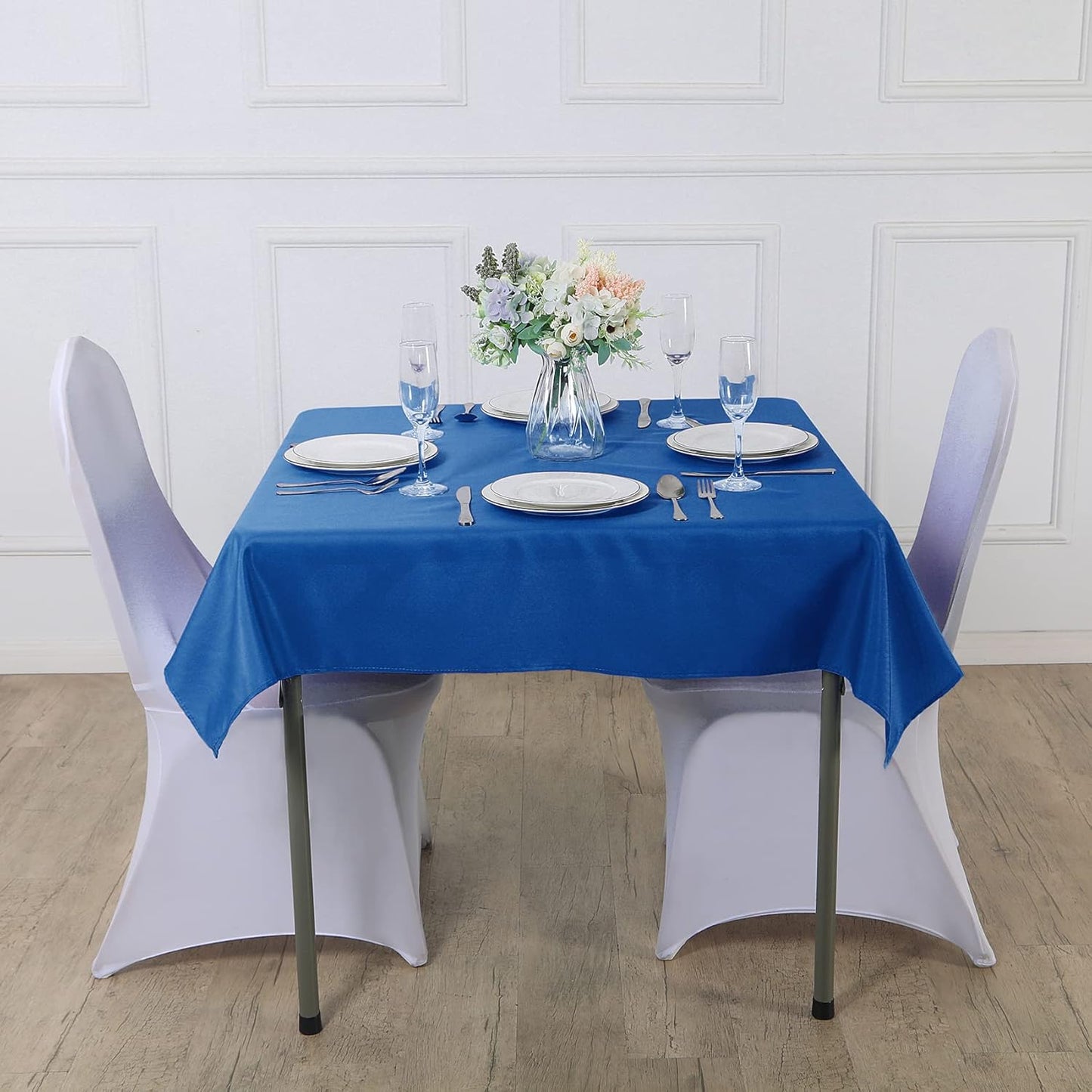 Cupuamon Square Tablecloth 70x70 inch Washable Polyester Fabric Table Cloth for Wedding Party Dining Banquet Decoration(70x70,Mediterranean Blue)