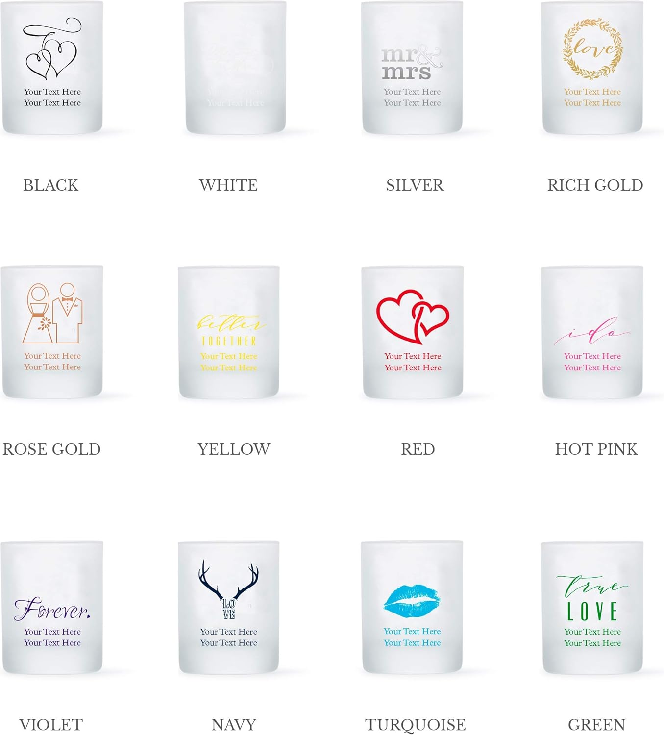 WEDDINGSTAR Personalized 3oz Frosted Shot Glass Customizable Full Color Print - 144 pack