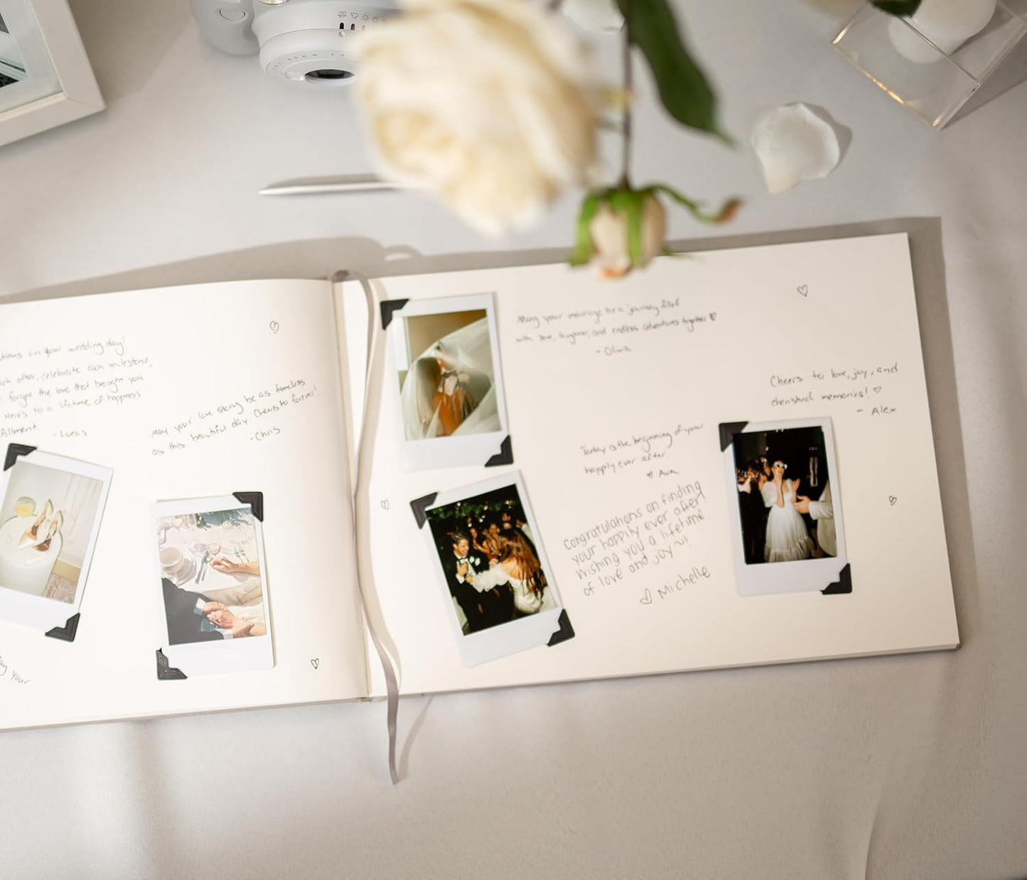 MUUJEE Personalized Guestbook in Tan - Premium Tan Leatherette Custom Modern Guest Book for Wedding Reception, Birthday Party or Events w/Bookmark Blank Pages for Signing, Large 11.5 x 8.5 inches