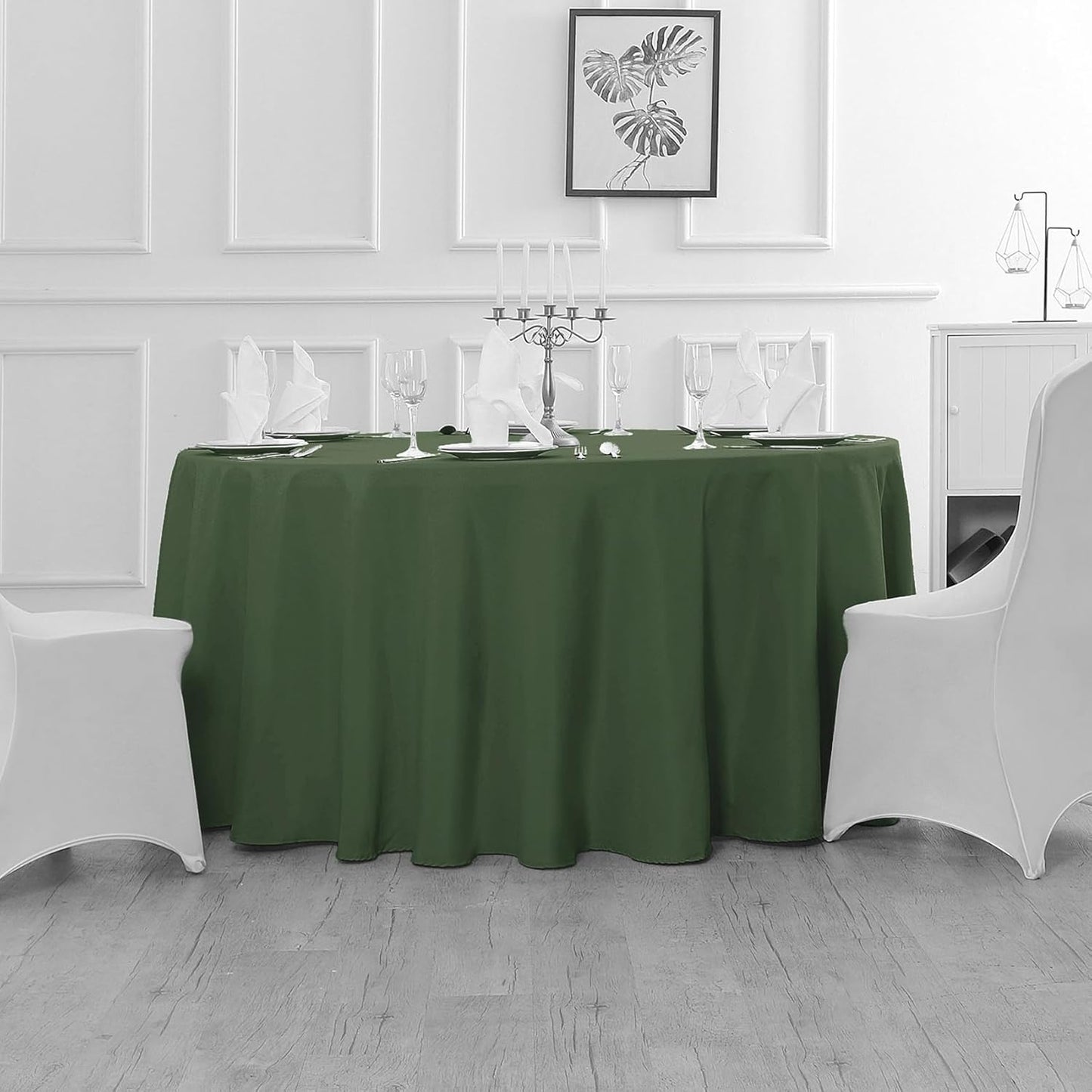 60 inch Round Tablecloth Washable Polyester Table Cloth Decorative Table Cover for Wedding Party Dining Banquet(60 inch,Willow)