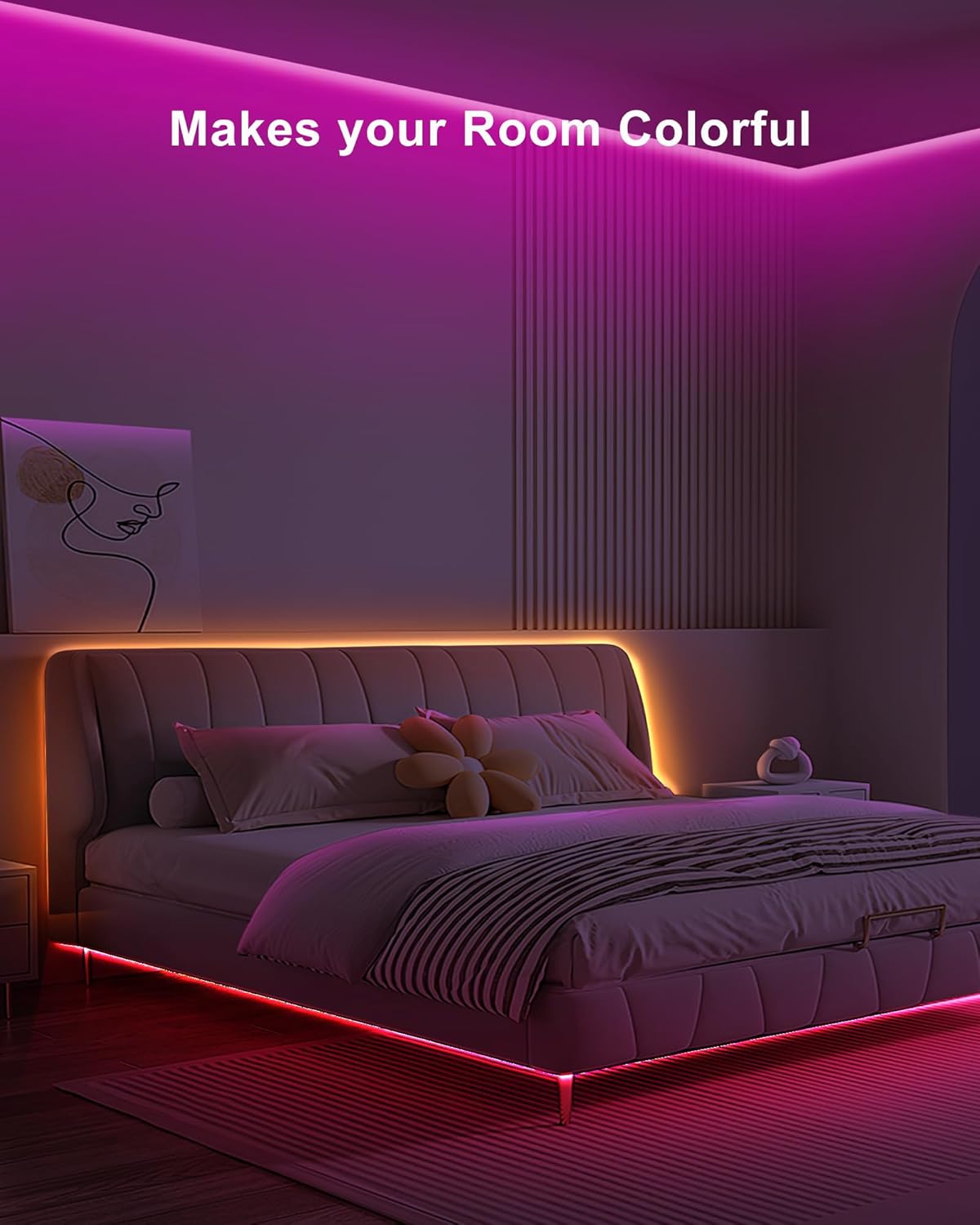 32.8ft Bluetooth RGB COB Led Strip Lights with Remote, Dimmable Smart App Led COB Light Strip, Color Changing Music Sync, Indoor RGB Led Lights for Bedroom, Home Decor, Party