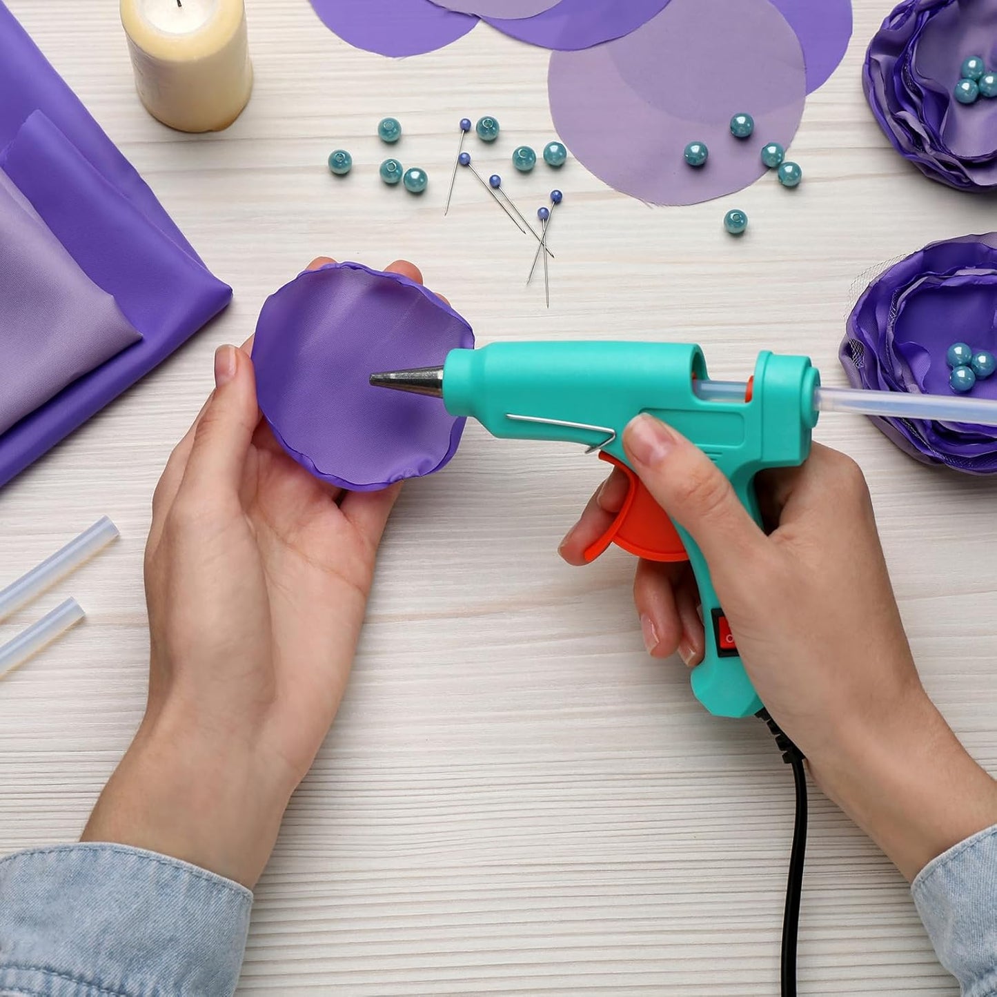 uxcell 20pcs Hot Glue Sticks for Glue Gun 7mm/0.27-inch x 4-inch Mini Hot Melt Adhesive Glue Stick Glitter Purple