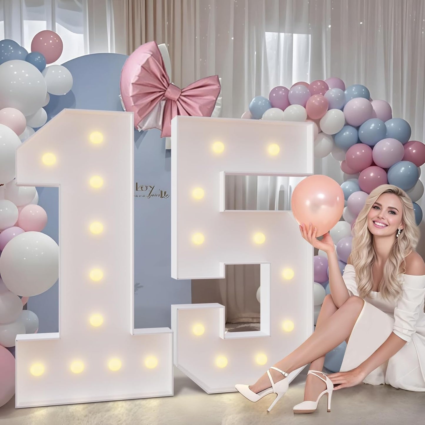 imprsv 4FT Marquee Numbers 13,DIY Light Up Numbers for 13th Birthday Decorations, Party Decorations,Anniversary Party Decor,Mosaic Number for Balloons Number 13,Pre-Cut Foam Board Kit