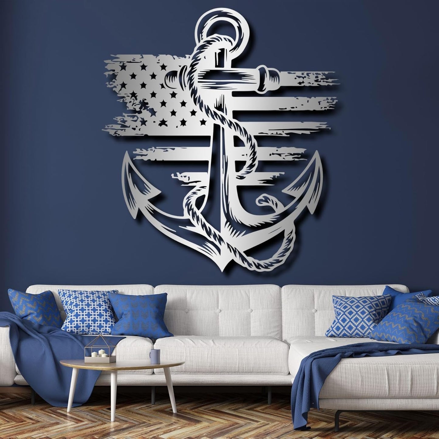 lunwall Metal Anchor Wall Decor, Anchor Metal Sign, Metal Anchor Decor, Anchor Metal Wall Art, Metal Nautical Wall Decor, Metal Wall Decor Coastal, Anchor Wall Decor (black, 28L x 25W / 70 x 63 cm)