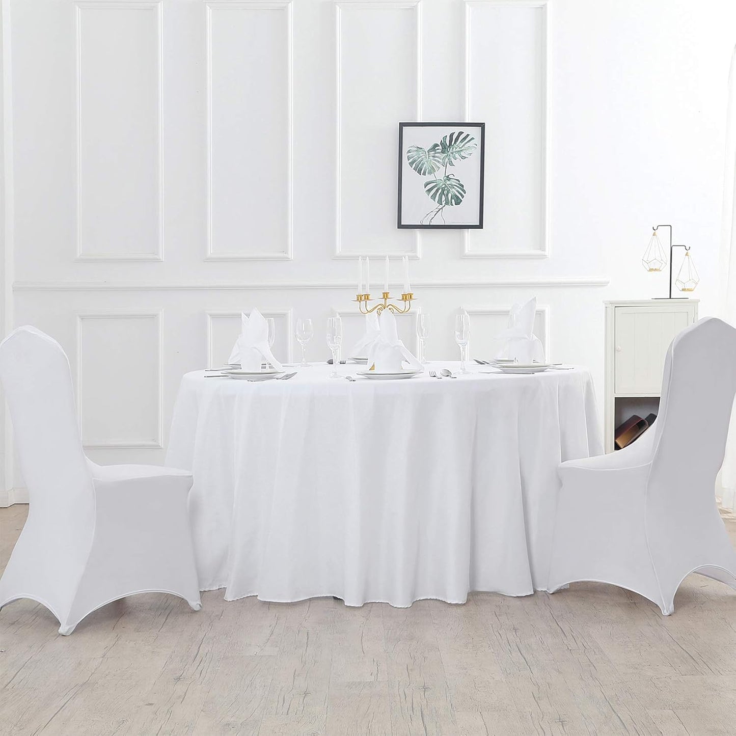 108 inch Round Tablecloth Washable Polyester Table Cloth Decorative Table Cover for Wedding Party Dining Banquet (108 inch,White)