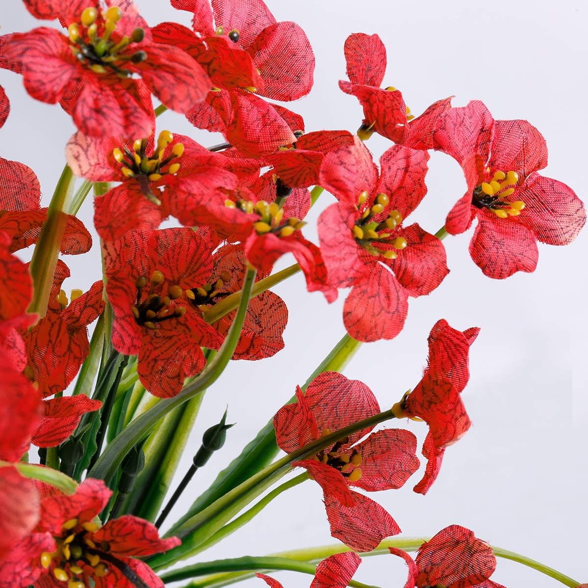 20 Bundles Artificial Flowers Outdoor UV Resistant Fake Flowers No Fade Faux Plastic Plants Garden Porch Window Box Decorating (Deep Red)…
