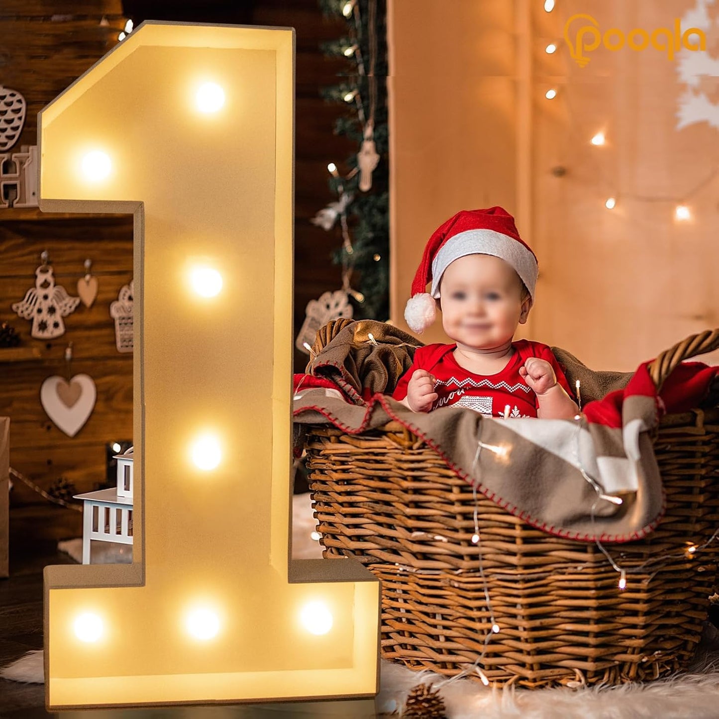 Pooqla 3FT Light Up Marquee Numbers, LED Large Lighted Marquee Numbers for Party Decoration, Giant Mosaic Number for Balloon 4th 14th 40th Birthday Decoration, Cool White and Warm White 4