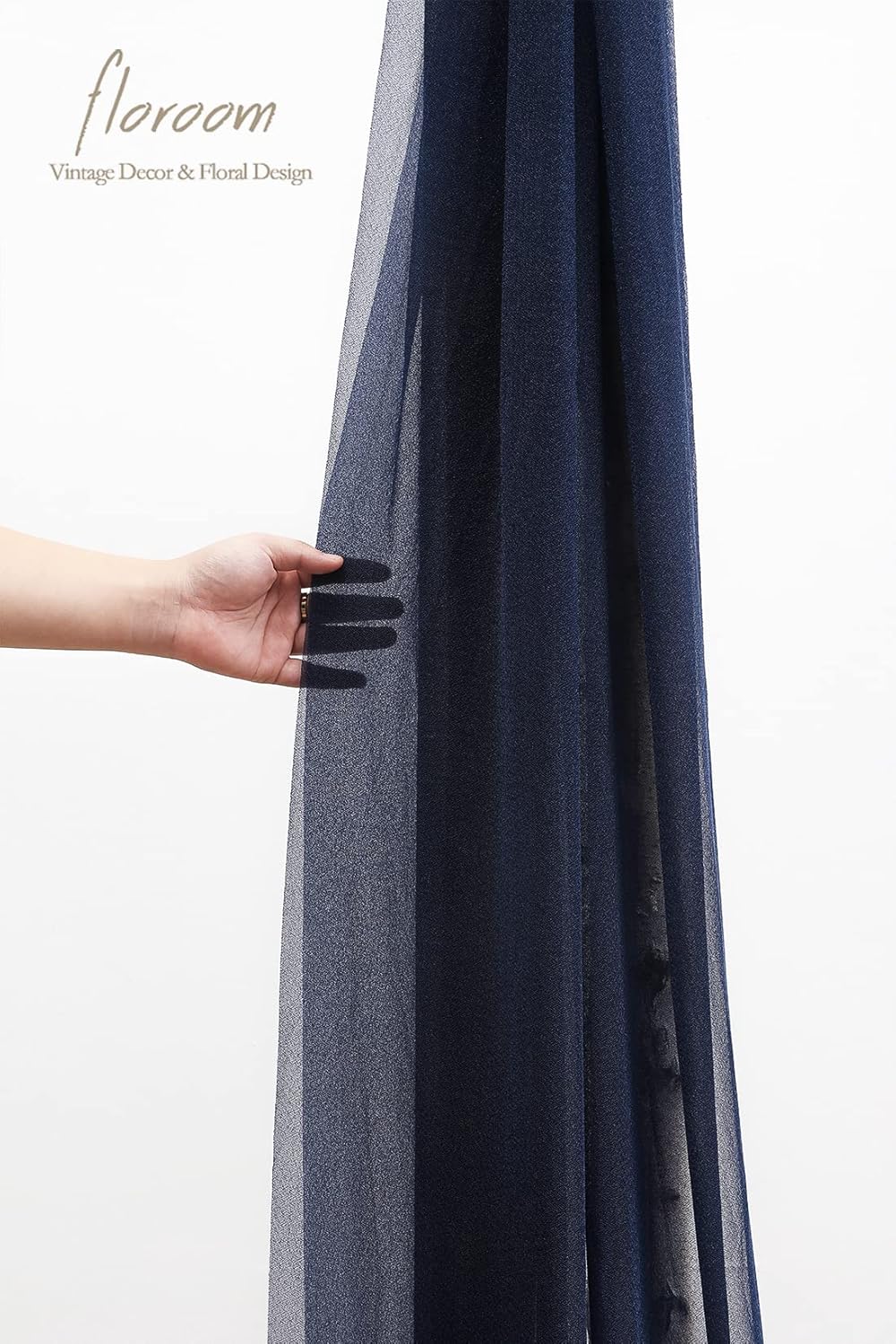 Floroom Wedding Arch Draping Fabric 2 Panels 20Ft Navy Blue Chiffon Fabric Drapes Arbor Drapery Wedding Ceremony Reception Swag Decorations