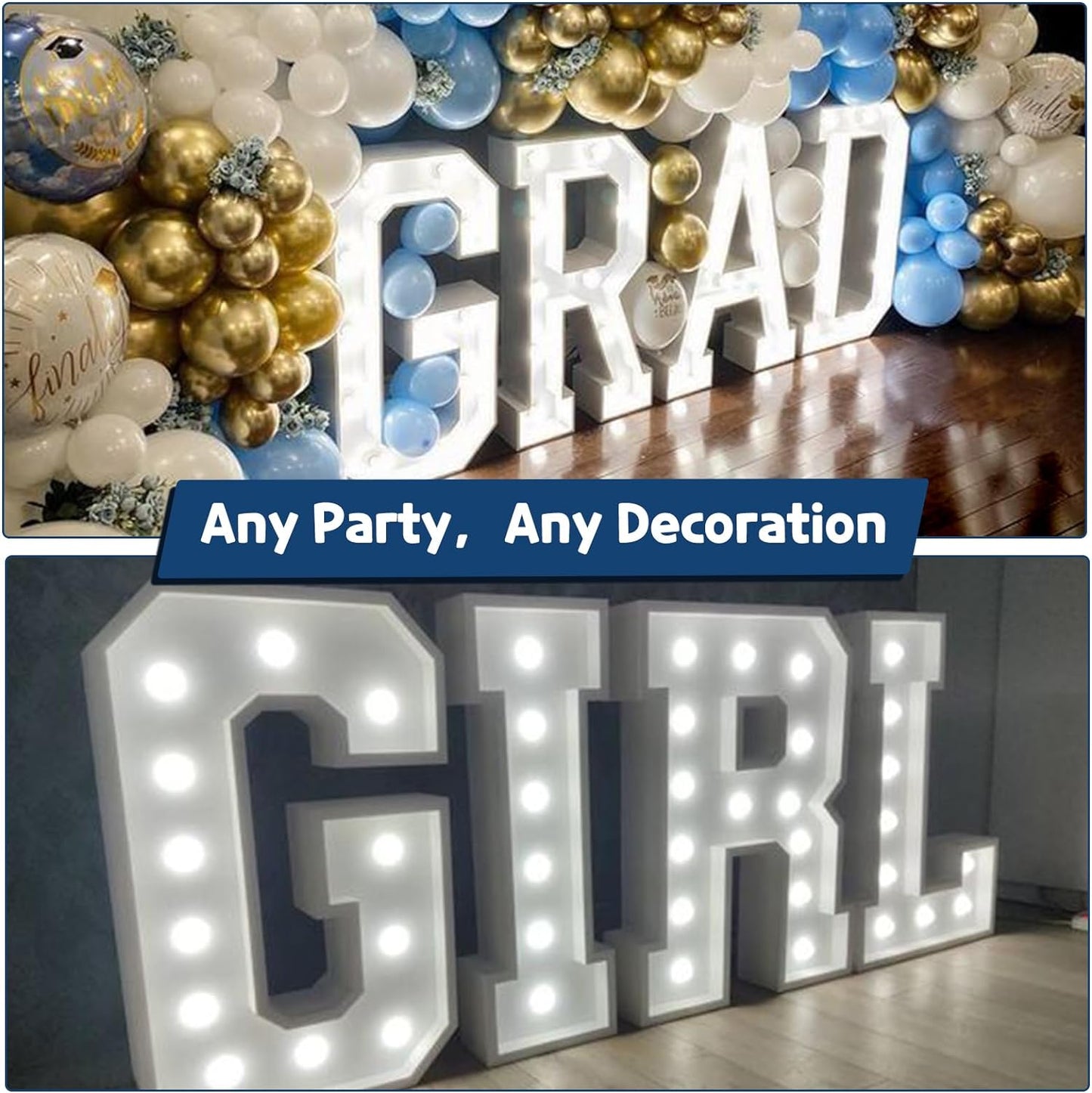 imprsv Marquee Letter S, 3FT Decorative Signage, Cool White LED Light Up Foam Board Letter for Wedding, Birthday Decorations