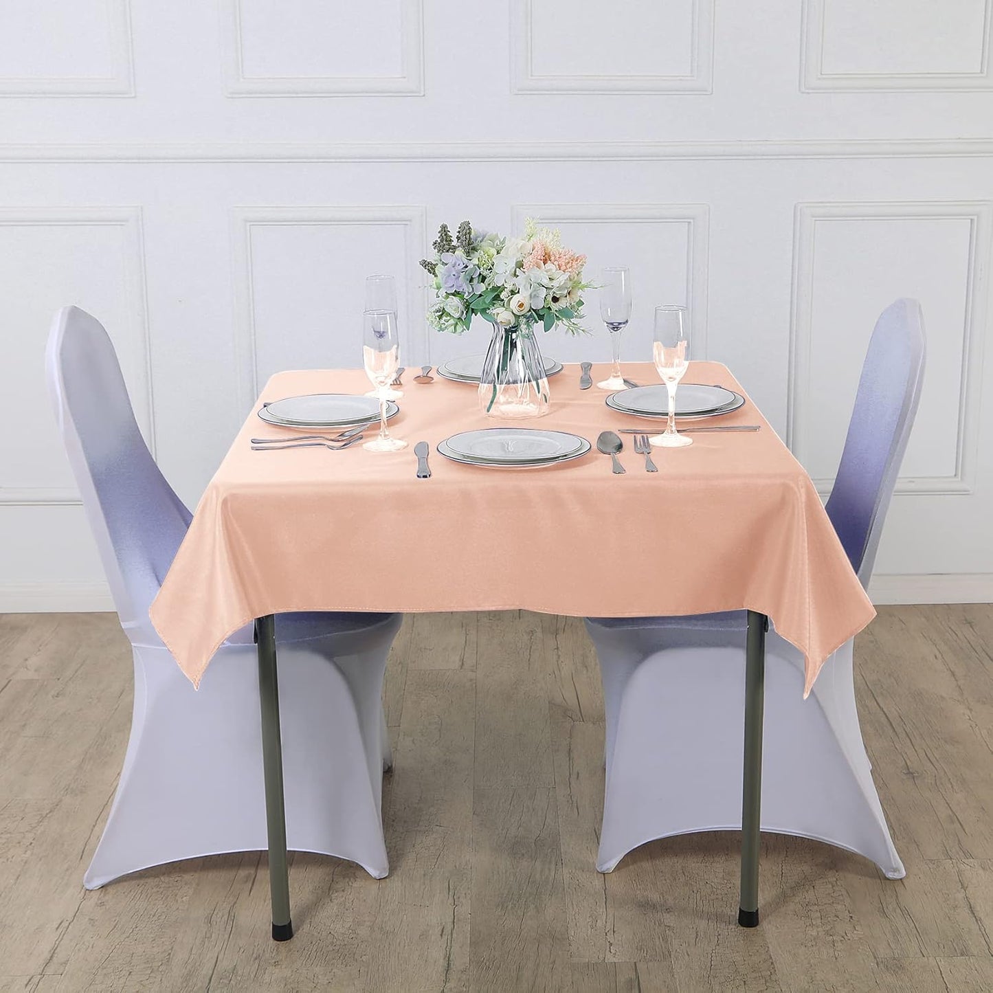Cupuamon Square Tablecloth 52x52 inch Washable Polyester Fabric Table Cloth for Wedding Party Dining Banquet Decoration(52x52,Dusty Pink)