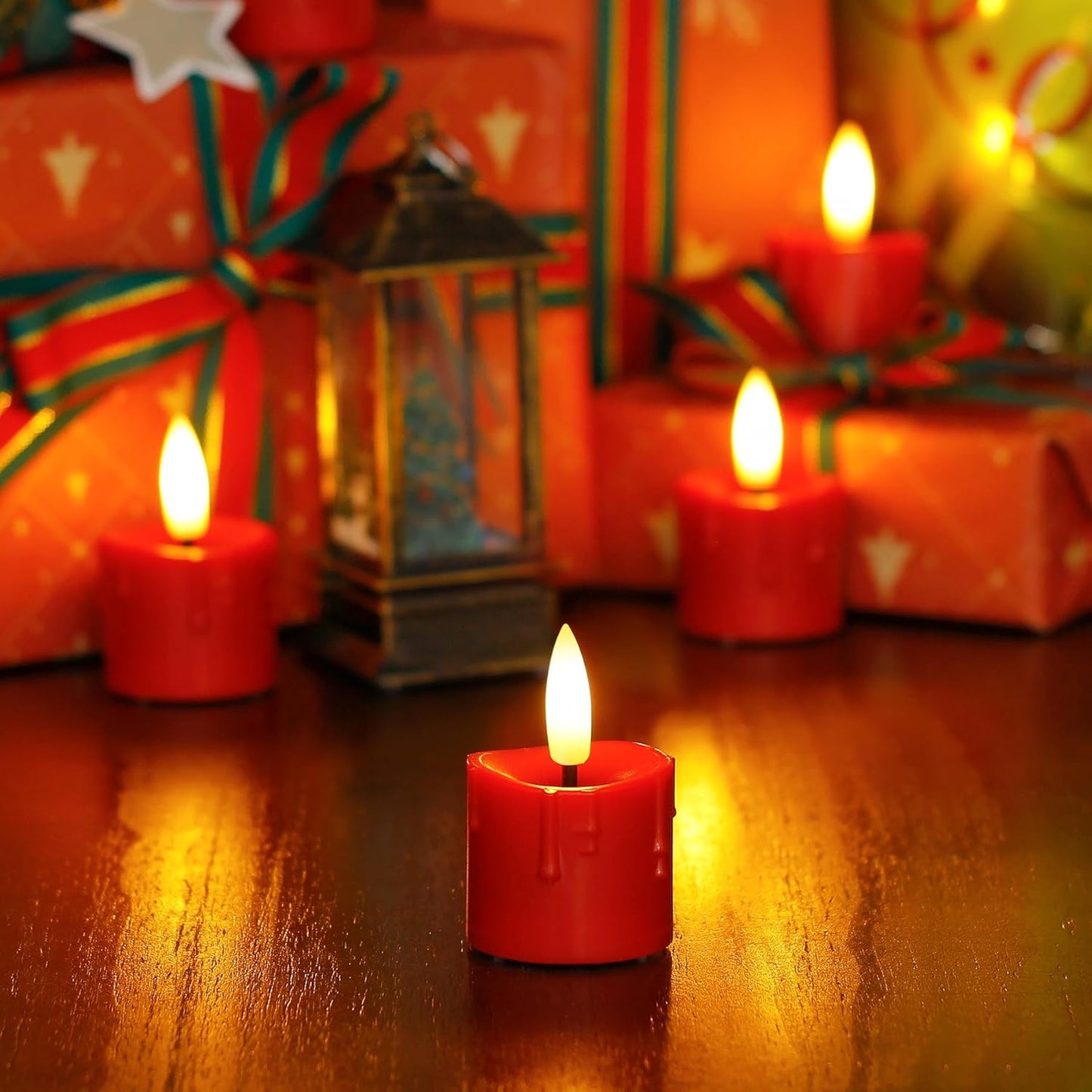 Rechargeable Flameless 1.6" x2.5" Tea Light Candles with Remote & Type-C Charging Cable, Timer LED Flickering Burgundy Plastic 9pcs Mini Dripping Wax Votive Tealight Candles