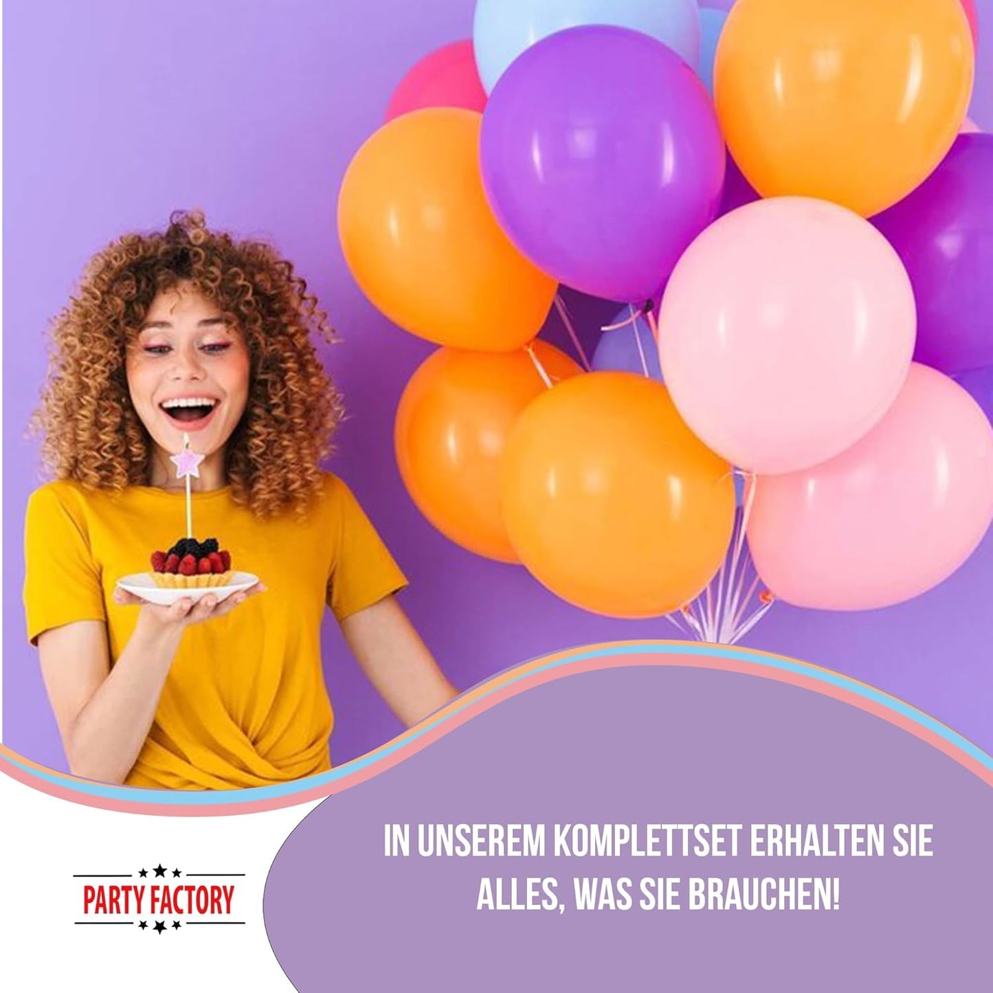 Party Factory Helium Tank for up to 30 Balloons incl. Latexballoons, Helium Cylinder 7 cu. ft. Gas with filling quantity for Balloons, Ideal for Birthday Party, Wedding