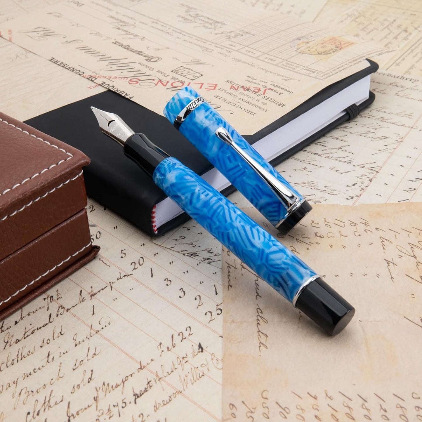 Conklin Duragraph Fountain Pen Ice Blue - Medium Nib, Timeless Writing Instrument with Cool Blue Finish