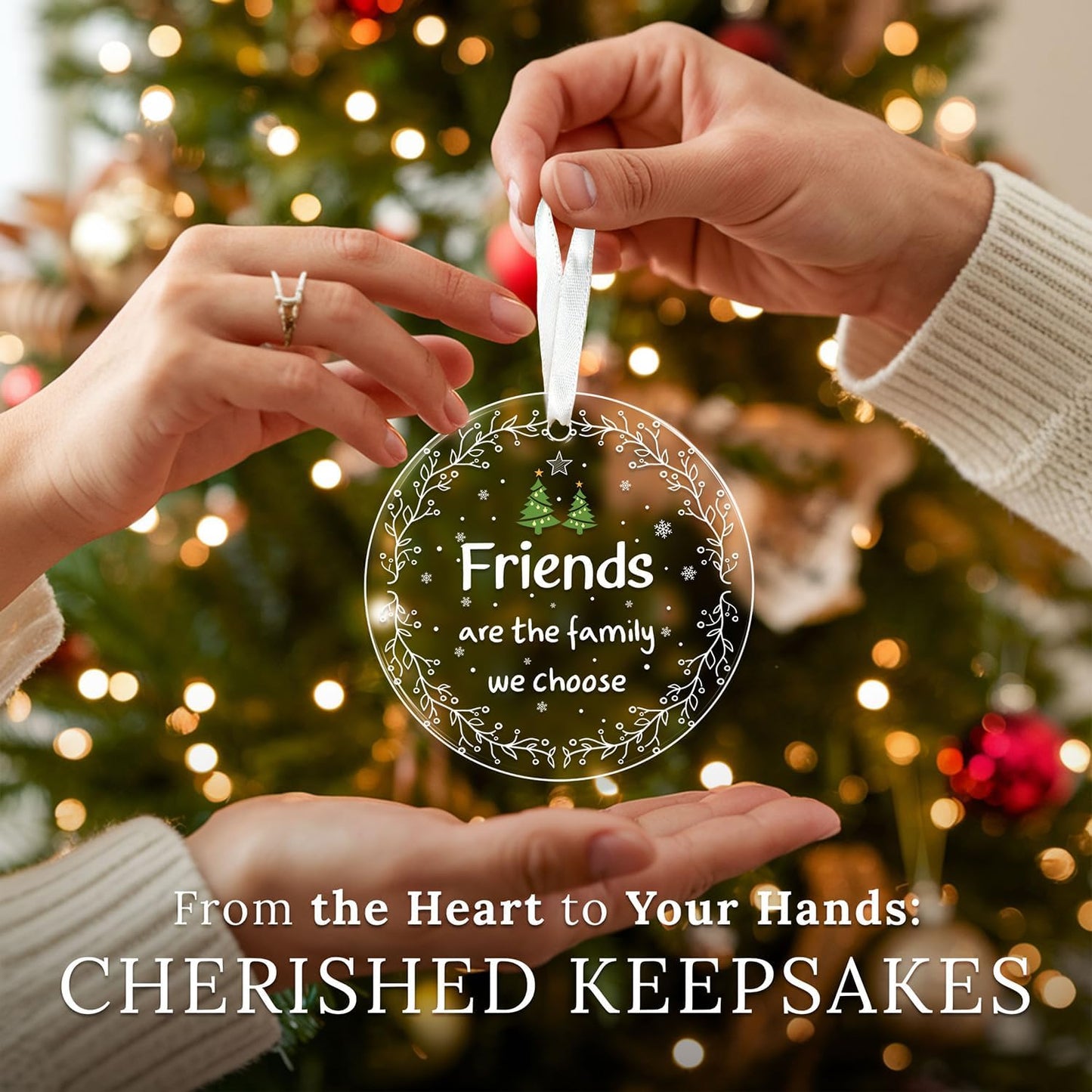 HEXMOZ Best Friend Ornaments for Women - Friends Christmas Ornaments Gifts - Friendship Gifts for Friend Female, BFFs, Besties, Soul Sisters, Friends Group Keepsake Christmas Tree Decoration